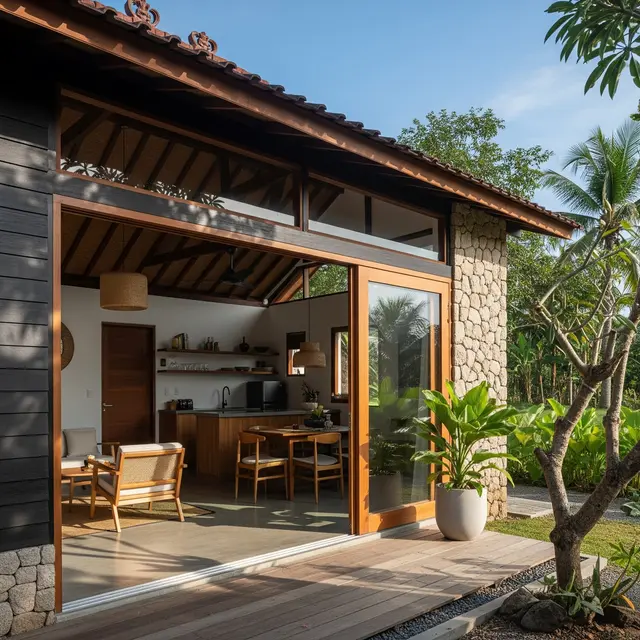 Model Rumah Kecil Tapi Luas dengan Pintu Geser dan Interior Terbuka