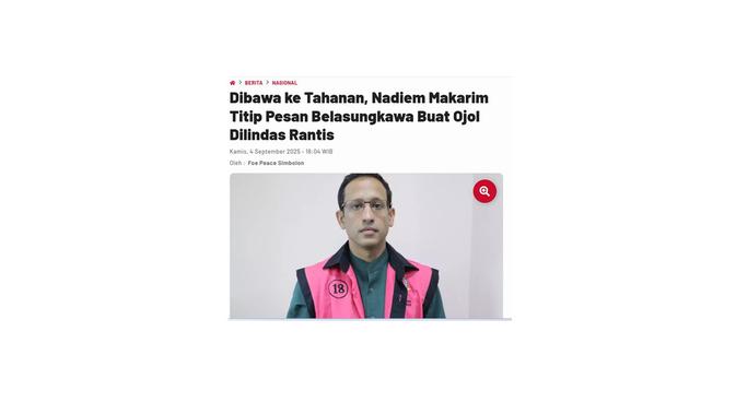 Cek fakta artikel Nadiem jadi tersangka karena ulah Jokowi dan Luhut