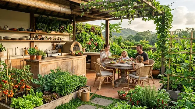 Dapur Terbuka dengan Kebun Sayur Mini (AI Generated)