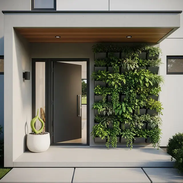 Desain Teras Kecil dengan Taman Vertikal