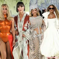 Red carpet Met Gala tidak hanya jadi panggung bagi pasangan selebriti, juga ibu dan anak. Seperti Beyonce-Blue Ivy, Kate Moss-Lilly Moss, hingga Kris Jenner-Kim Kardashian [Photo by Jamie McCarthy / GETTY IMAGES NORTH AMERICA / Getty Images via AFP dan @kimkardashian]