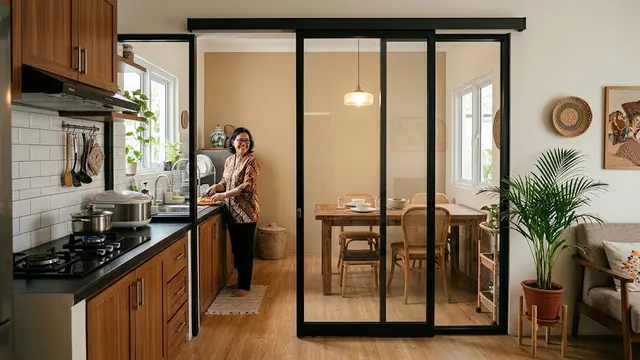 6 Model Pintu Geser untuk Memisahkan Dapur dan Ruang Makan, Praktis dan Estetik