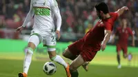 Goncalo Guedes tampil menawan saat Portugal menghadapi Aljazair. (AFP/Jose Manuel Ribeiro)