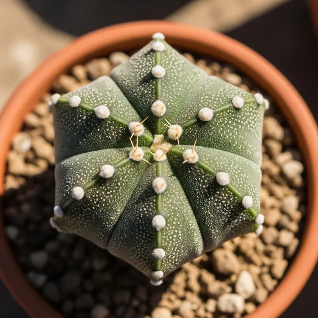 Kaktus Topi Uskup (Astrophytum myriostigma) (Gemini AI)