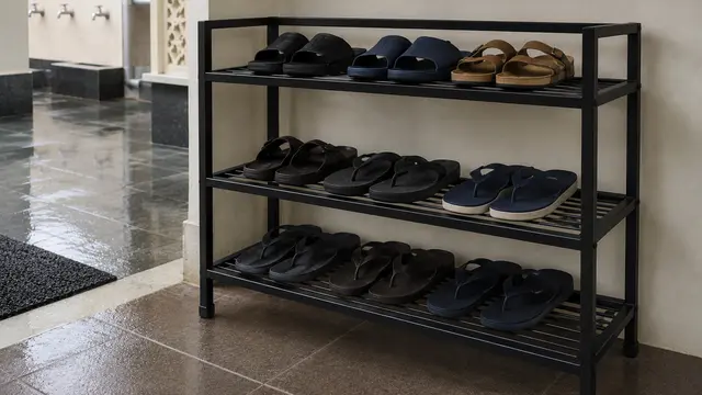 Ide Rak Sandal di Dekat Tempat Wudhu agar Tidak Berserakan
