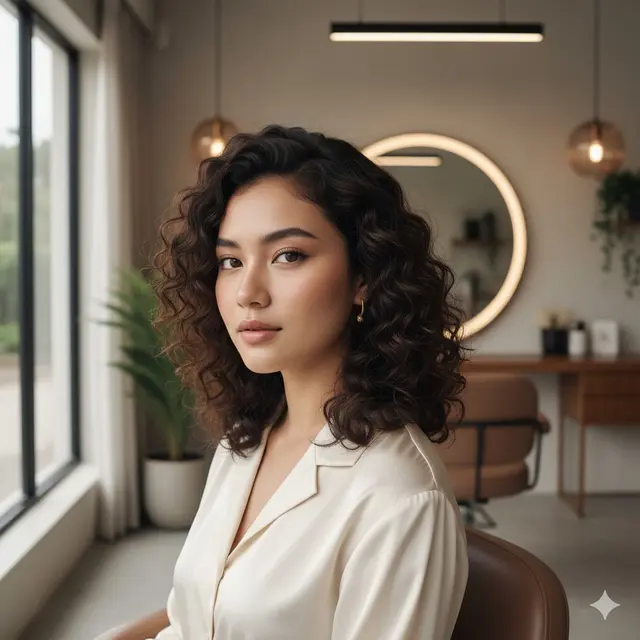 Gaya Rambut Keriting Medium Layer