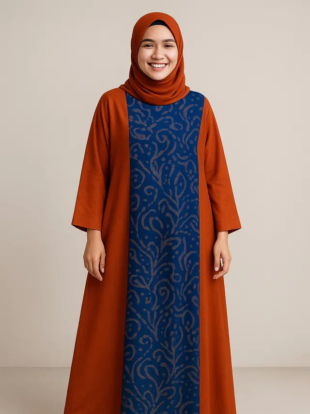 Gamis Batik Kombinasi Warna Bold Kontras/Ilustrasi ChatGPT