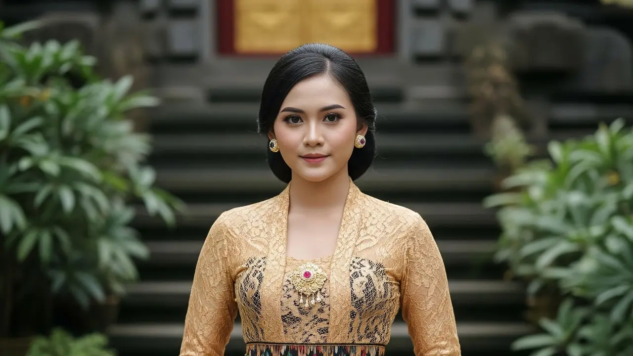 Model Kebaya Brokat Ikat Pinggang untuk Siluet Hourglass Sempurna