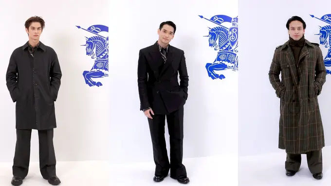 8 Gaya Seleb Pria Hadiri Acara Burberry Outerwear 2024 di Jakarta, Bright Vachirawit, Afghan, hingga Jefri Nichol