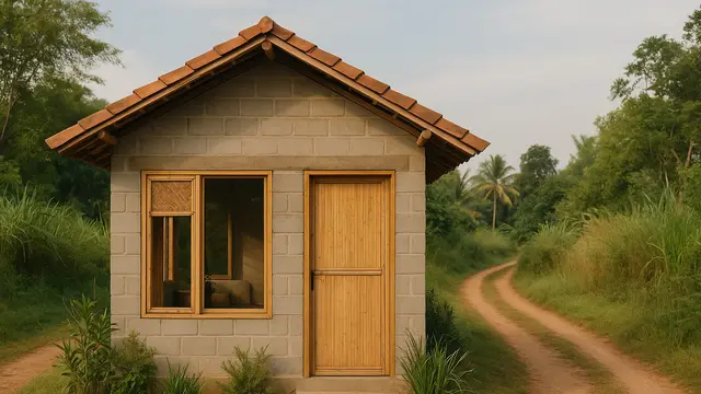Model Rumah Kecil Tapi Cantik 3x6 Meter dari Bambu dan Batako