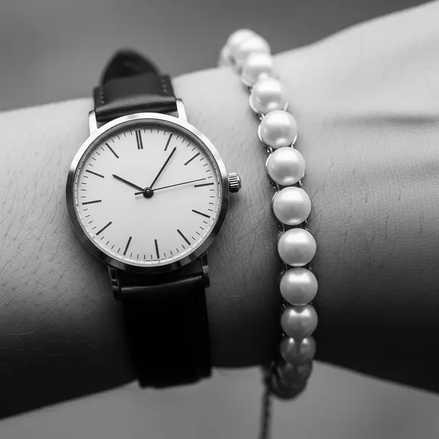 Gaya Padu Padan Jam Tangan Elegan dengan Gelang Mutiara Modern