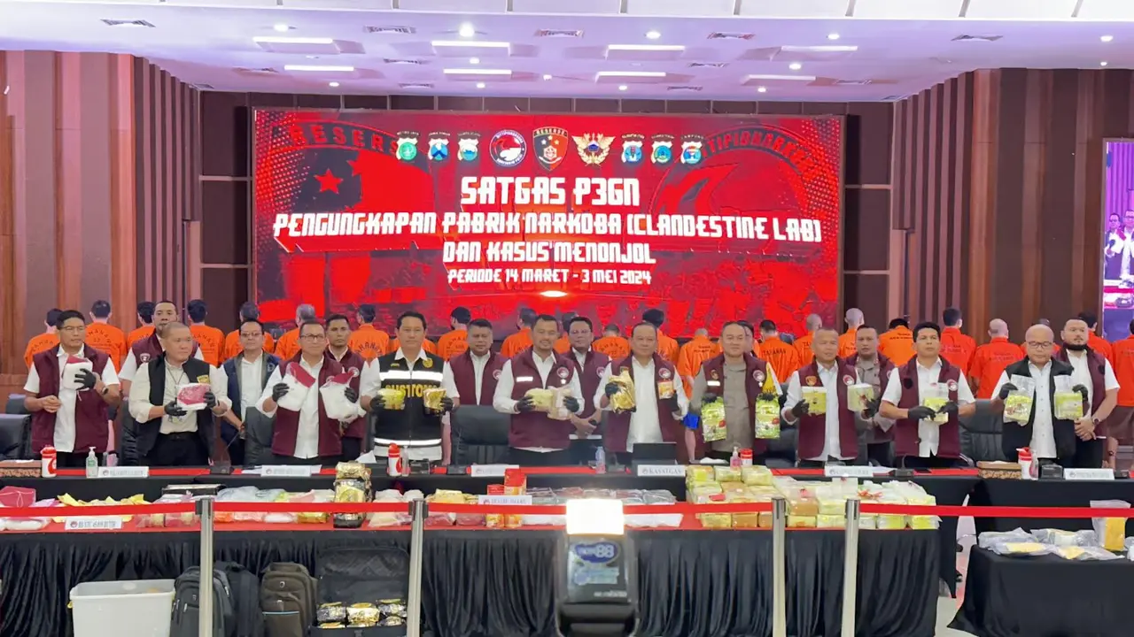 Bareskrim Polri merilis hasil operasi pengungkapan kasus narkoba periode 21 September 2023 hingga 6 Mei 2024 atau sekitar 9 bulan bekerja.