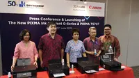 Canon melalui PT Datascrip meluncurkan tiga printer ink tank anyar di Indonesia, yakni G6070, G5070, dan GM2070. (Liputan6.com/Agustinus M.Damar)