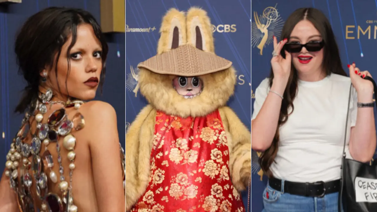 Jenna Ortega, kostum Labubu, hingga Megan Stalter bawa pesan perdamaian dengan busana super simple di Emmy Award 2025