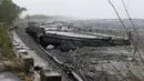 Banjir merendam tempat tersebut setelah hujan deras yang dibawa Topan Ragasa membuat air di danau penghalang meluap. (Taiwan's Central News Agency (CNA)/AFP)