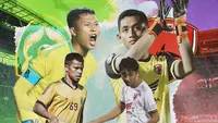 Ilustrasi - Syahrul Trisna, Manahati Lestusen vs Reza Arya Pratama, Muhammad Arfan (Bola.com/Decika Fatmawaty)
