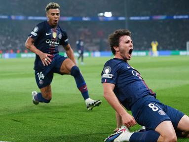 Hujan gol tersaji saat Paris Saint-Germain menundukkan Bayern Munchen dengan skor 5-4 pada leg pertama semifinal Liga Champions UEFA di Parc des Princes, Rabu (29/4/2026) dini hari WIB. (AP Photo/Aurelien Morissard)