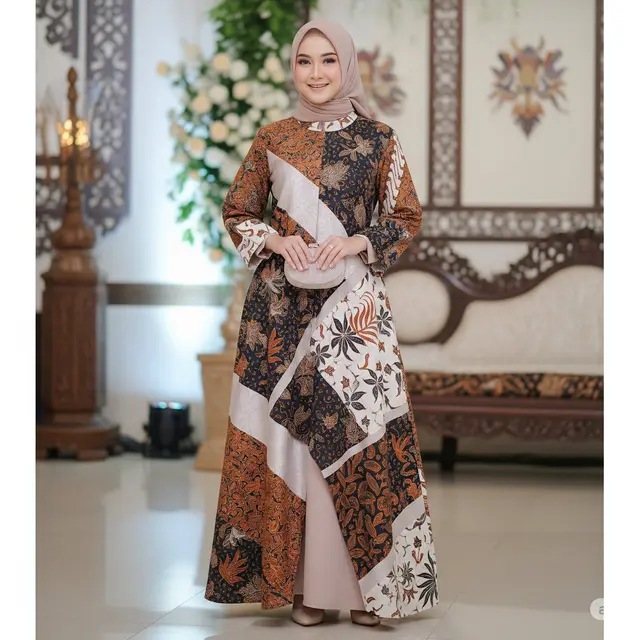 Model Baju Gamis Batik Pesta Elegan Terbaru 2025. Foto: Gemini