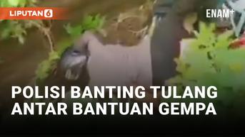 VIDEO: Polisi Tercebur ke Got saat Antarkan Bantuan untuk Korban Gempa di Pelosok Cianjur