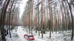 Pereli Irlandia, Craig Breen, beraksi di SS 10 Reli Swedia di Fredriksberg, Swedia, (13/2/2016). (AFP/Jonathan Nackstrand)