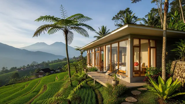 Model Rumah dengan View Langsung ke Pegunungan/ Ilustrasi AI