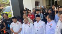 Pengurus DPP Partai Kebangkitan Bangsa (PKB) dan DPP Partai NasDem menyambangi DPP Partai Keadilan Sejahtera (PKS) di Jalan TB Simatupang, Jakarta Selatan, Selasa (12/9/2023). (Liputan6.com/Rifqi Alief Abiyya)