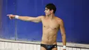 Diego Balleza, penyelam Olimpiade 10 meter, berlatih di Monterrey, Meksiko, Selasa, 13 Juni 2023. (AP Photo/Jorge Mendoza)