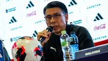 Tan Cheng Hoe, pelatih Timnas Malaysia, saat sesi konferensi pers FIFA ASEAN Cup 2026 di GBK, Jakarta, Kamis (24-9-2026). (Dok. Official FAM Facebook)