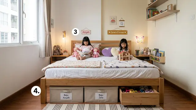 8 Ide Menata Kamar Tidur untuk Dua Anak dengan Satu Ranjang (AI Generated)