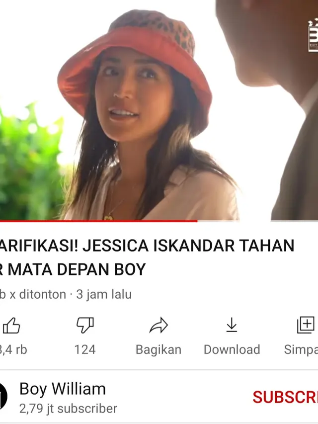 Jessica Iskandar dalam unggahan Boy William. (Foto: YouTube Boy William)