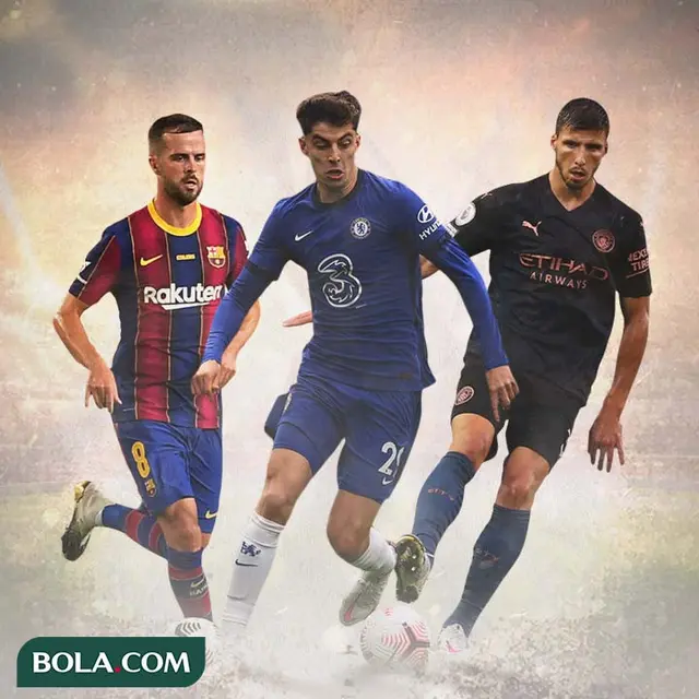 Ilustrasi - Miralem Pjanic, Kai Havertz, Ruben Dias