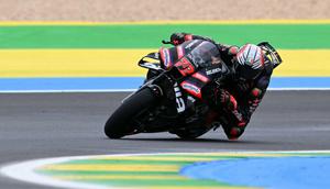 Pembalap Aprilia Racing asal Italia, Marco Bezzecchi, selama sesi latihan MotoGP Grand Prix Brasil di sirkuit internasional Ayrton Senna di Goiania, negara bagian Goias, Brasil, pada 20 Maret 2026.(EVARISTO SA / AFP)