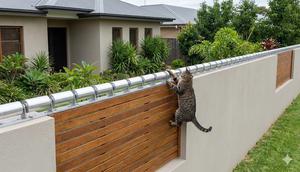Pagar dengan Sistem Roller Puncak merupakan salah satu desain pagar rumah anti kucing liar masuk halaman (Gemini AI)