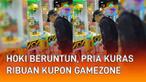 Momen hoki terjadi di sebuah gamezone. Pria yang memainkan sebuah wahana berhasil menangkan game secara beruntun. Tak tanggung-tanggung, ia berhasil dapatkan ribuan kupon dalam satu wahana.