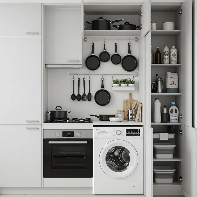 Dapur Rumah Kecil Multifungsi untuk Masak dan Cuci Baju