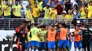Brasil unggul lebih dulu lewat gol yang dicetak Raphinha di menit ke-12. (Patrick T. Fallon/AFP)