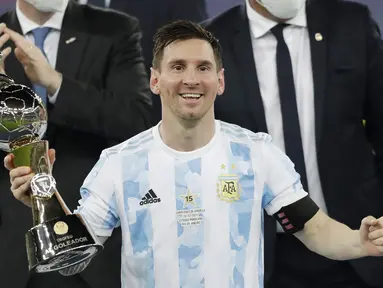 Lionel Messi - La Pulga dinobatkan sebagai pencetak gol terbanyak di ajang Copa America 2021. (Foto: AP/Andre Penner)