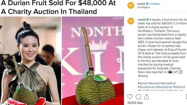 Termahal di Dunia, Durian Kanyao Terjual Rp 682 Juta