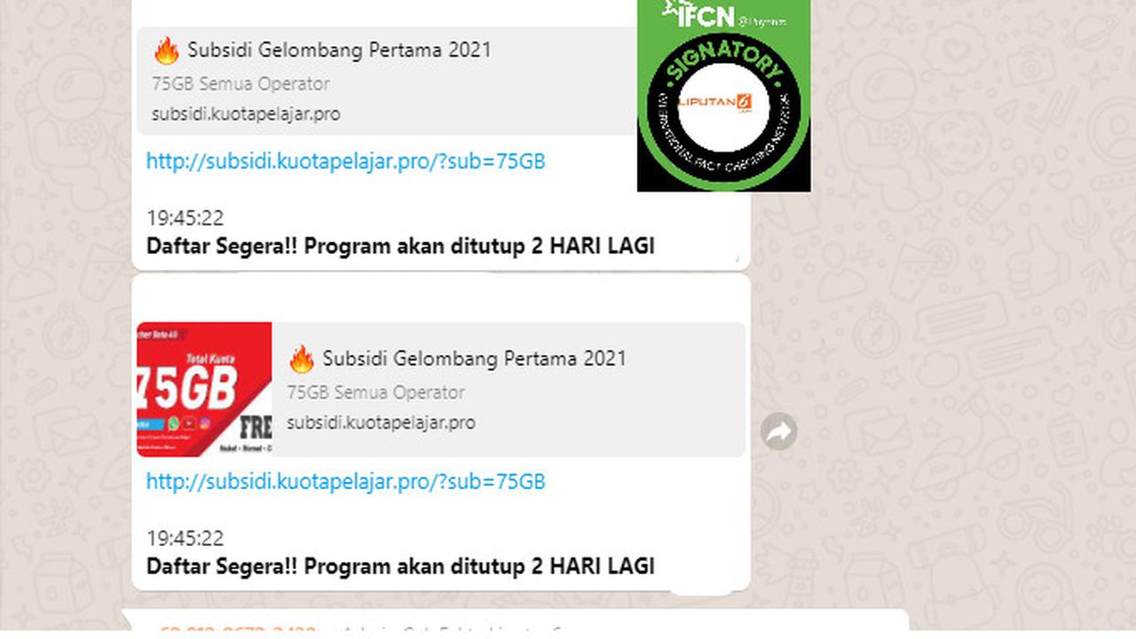 Cek Fakta Liputan6.com menelusuri informasi program subsidi kuota internet pelajar 75 GB gelombang pertama 2021