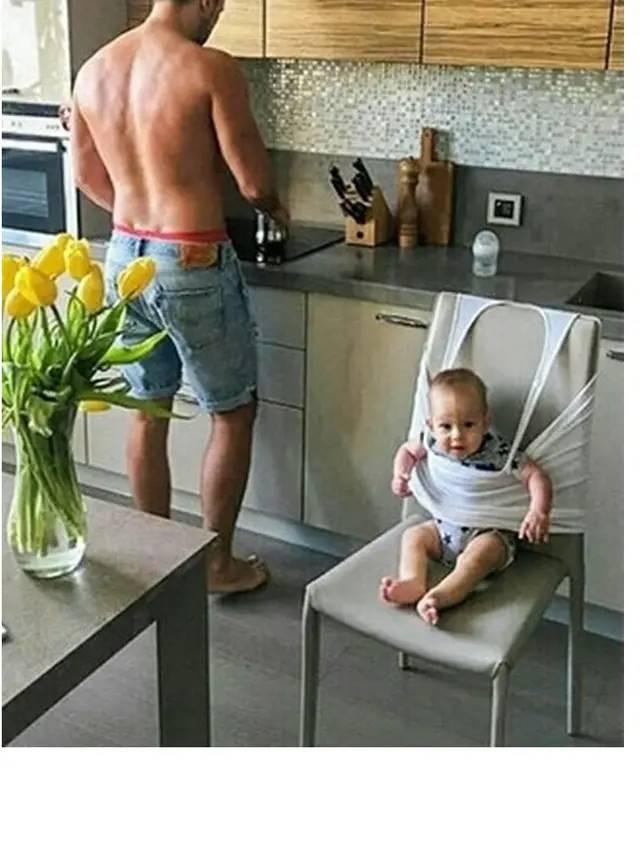 10 Potret Lucu Bapak Rumah Tangga saat Jaga Anaknya yang Masih Kecil Ini Kocak