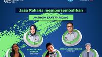 Program Safety Riding ini maka Jasa Raharja menggelar Program Talkshow JR Show Safety Riding di kanal YouTube yang akan ditayangkan pada hari Kamis, 30 Juni 2022, jam 19.00 s/d 20.00 WIB .