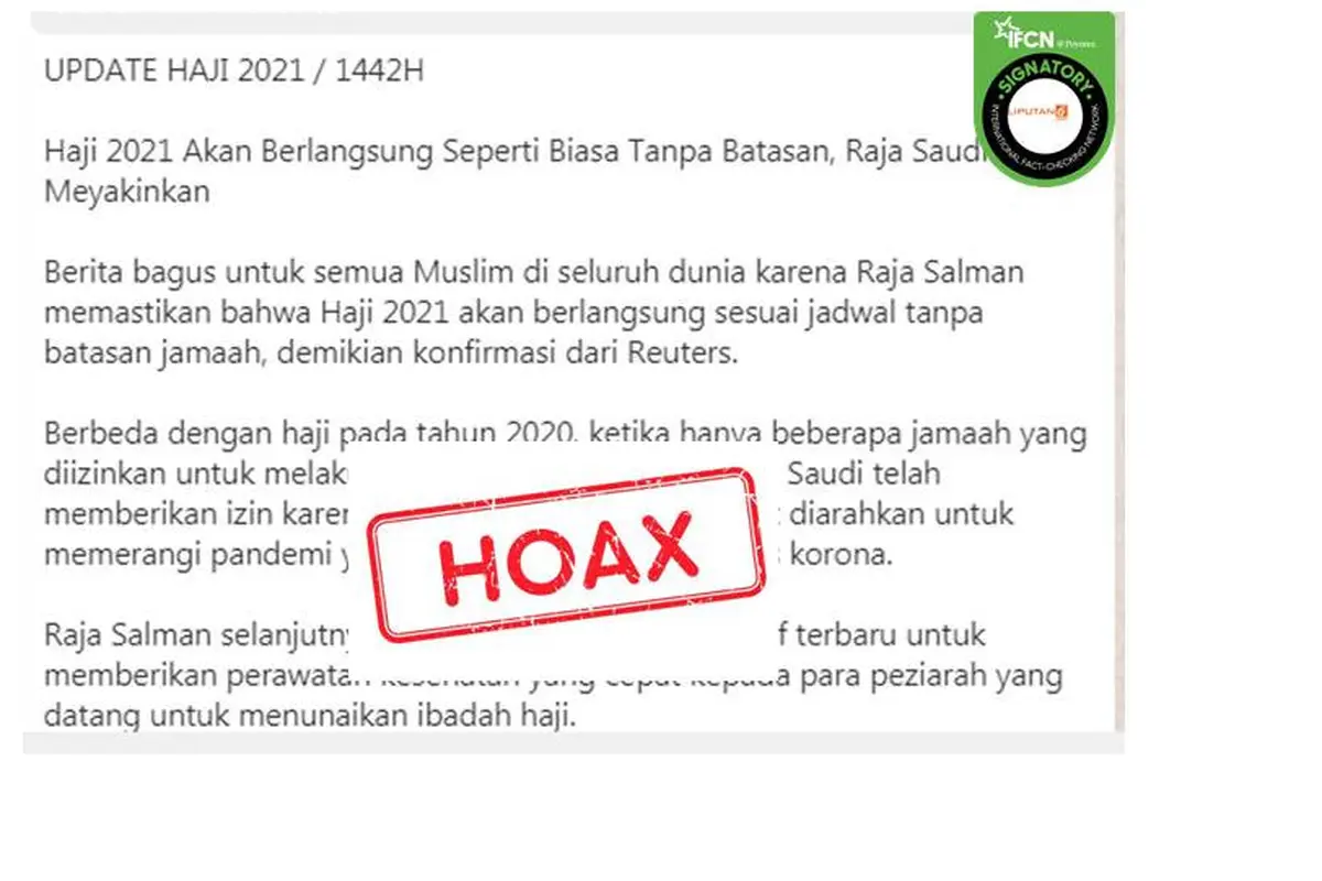 Cek Fakta Ibadah Haji 2021
