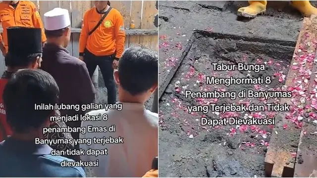 Momen Tabur Bunga 8 Penambang Banyumas yang Tak Bisa Dievakuasi, Adakan Salat Gaib