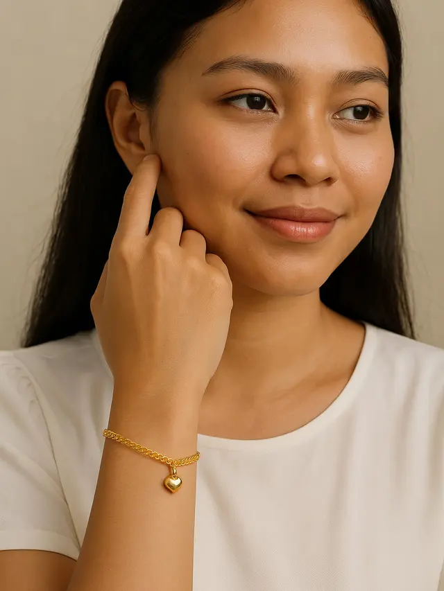 Model Gelang Emas Rantai Love Gantung 2 Gram Elegan (Image by ChatGPT)