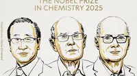 Susumu Kitagawa (Jepang), Richard Robson (Australia), dan Omar M. Yaghi (Yordania/AS) memenangkan Hadiah Nobel Kimia 2025 (Dok. The Royal Swedish Academy of Sciences).