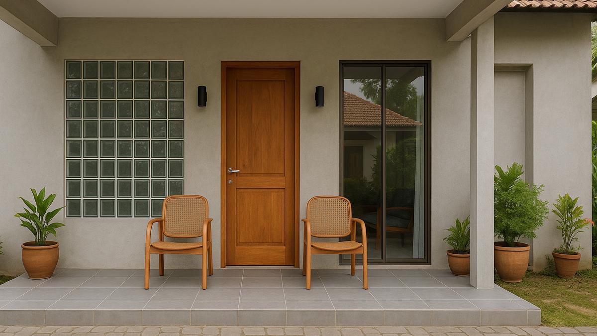 10 Model Teras Rumah Kombinasi Batako Plester dan Glass Block Minimalis, Rapi dan Nyaman Disinggahi