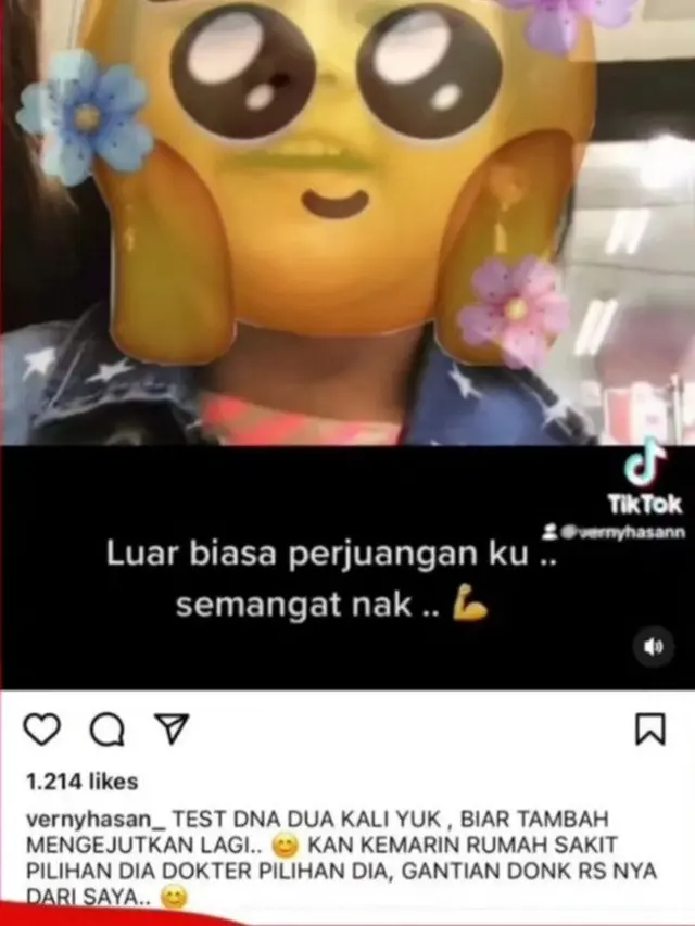 Unggahan DJ Verny Hasan yang kini diarsipkan terkait tes DNA ulang. (Foto: Dok. Instagram @vernyhasan_)