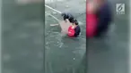 Seorang pria banyak dipuji warganet karena menyelamatkan nenek yang terjebak di sungai es.