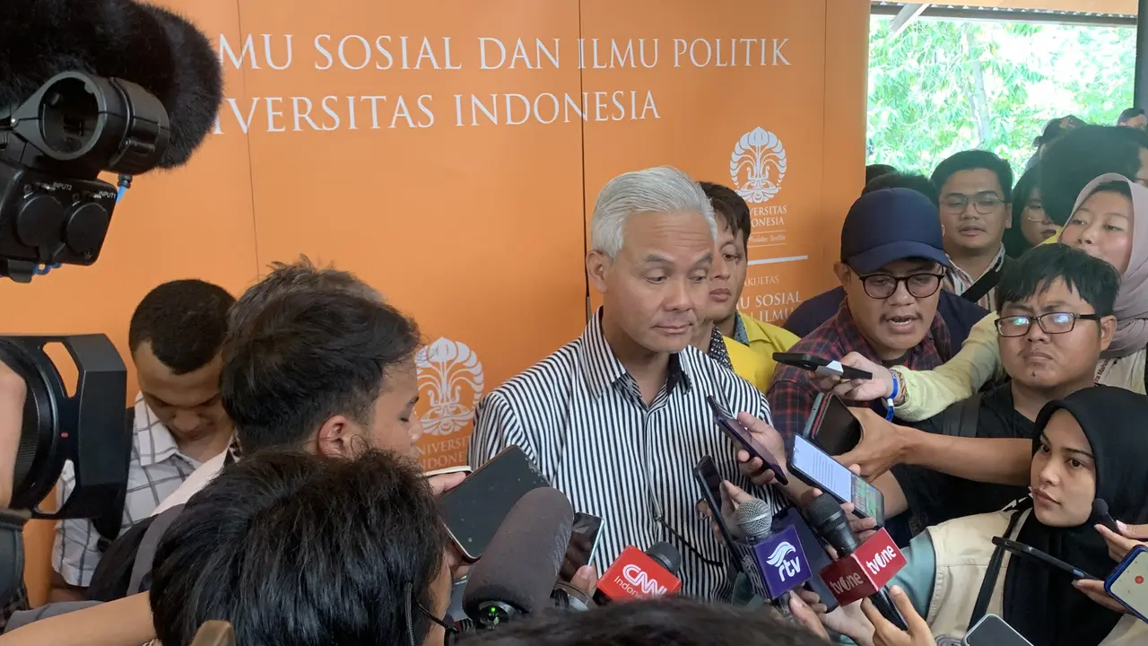 Bakal calon presiden (capres) Ganjar Pranowo di Kampus Universitas Indonesia (UI).