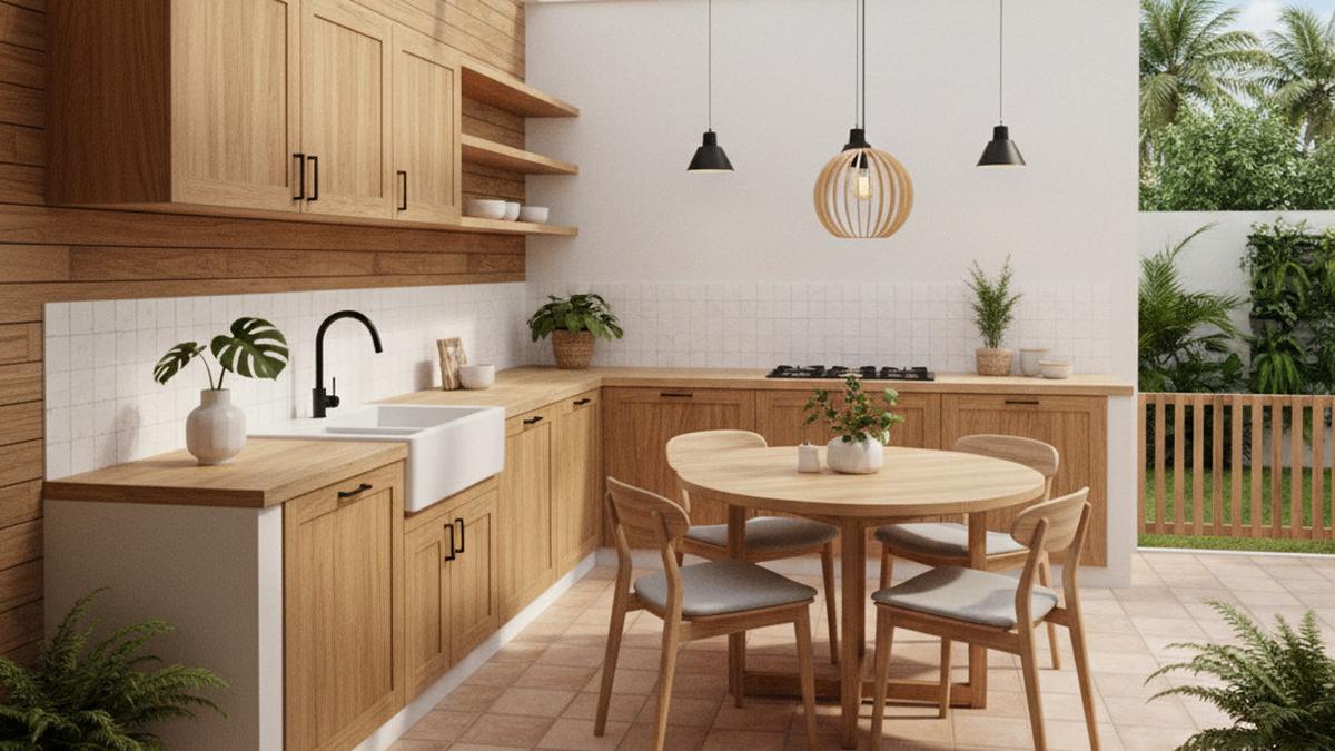 7 Desain Dapur Semi Outdoor Gaya Scandinavian, Sentuhan Kayu dengan Nuansa Modern